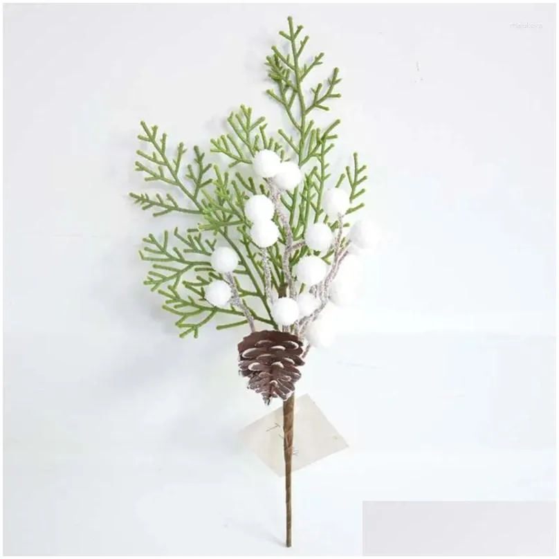 decorative flowers artificial plants simulation christmas red fruits snowflakes pine needles used for living and home accessories