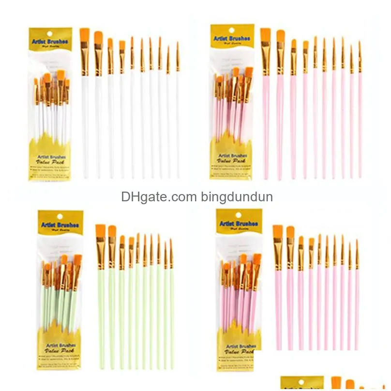 Painting Supplies Watercolor Set Nylon Wool Brush Oil Flat Head Gouache Nail Drop Delivery Home Garden Arts, Crafts Gifts Dhkgi