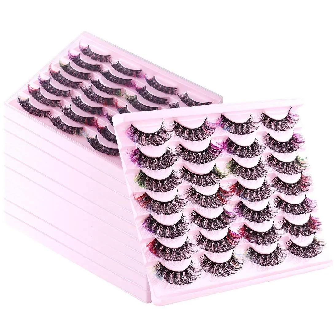 thick curled colorful eyelashes soft light delicate handmade reusable multilayer 3d fake lashes natural lash extensions makeup accessory for eyes