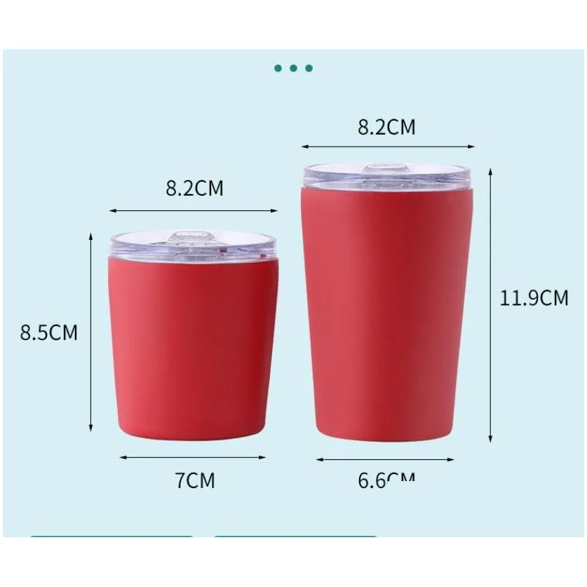 Tumblers 8Oz 12Oz Kids Skinny Tumblers Stainless Steel Lovely Frosted Small Tumbler With Lid And St Portable Travel Car Cup Student Wa Dhsx4