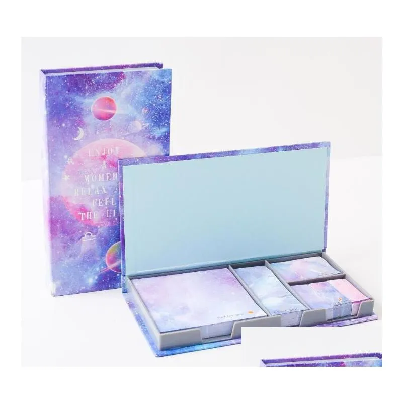 Party Favor Space Cherry Blossoms Sticky Notes Galaxy Planet Notebook Little Book Sticker Set With Box Tearable Note Students Prize Sc Dhdl5