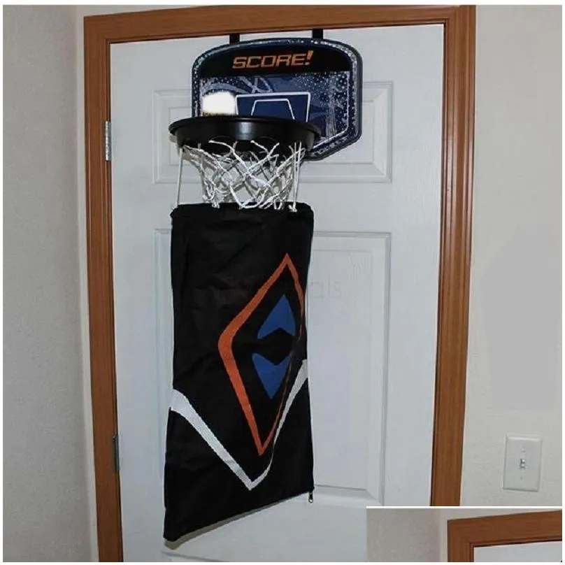 Laundry Bags Laundry Basket 2In1 Basketball Backboard Hoop Hamper With Detachable Dirty Bag For Kids Hooirty Clothes Storage Y200429 D Dhhsb