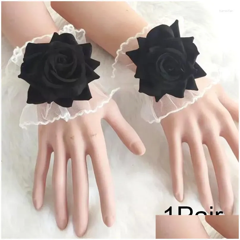 knee pads gothic rose flower lace cuff fashion hand sleeves elegant sweet wrist cuffs for women girls party accessories