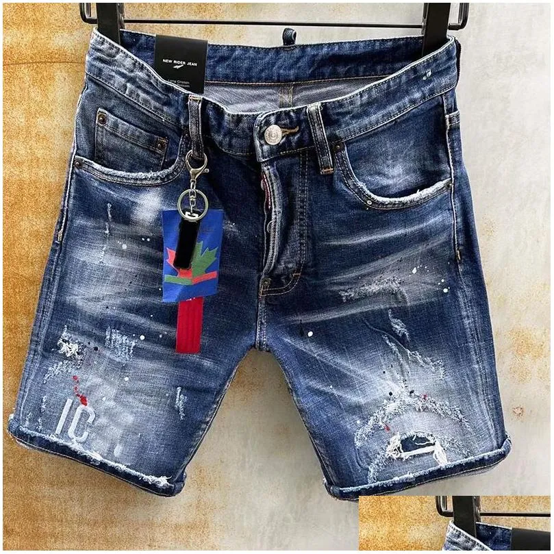 Men`S Jeans Dsquare Short Jeans For Man Men Jean Uomo Knee Mens Casual Designer Pants Luxury Ripped Womens Purple Drop Delivery Appar Dhqdw
