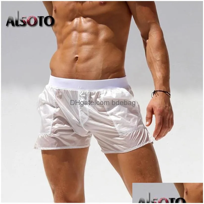 men transparent shorts bodybuilding man summer gyms workout male breathable mesh quick dry sportswear jogger beach short pants mens
