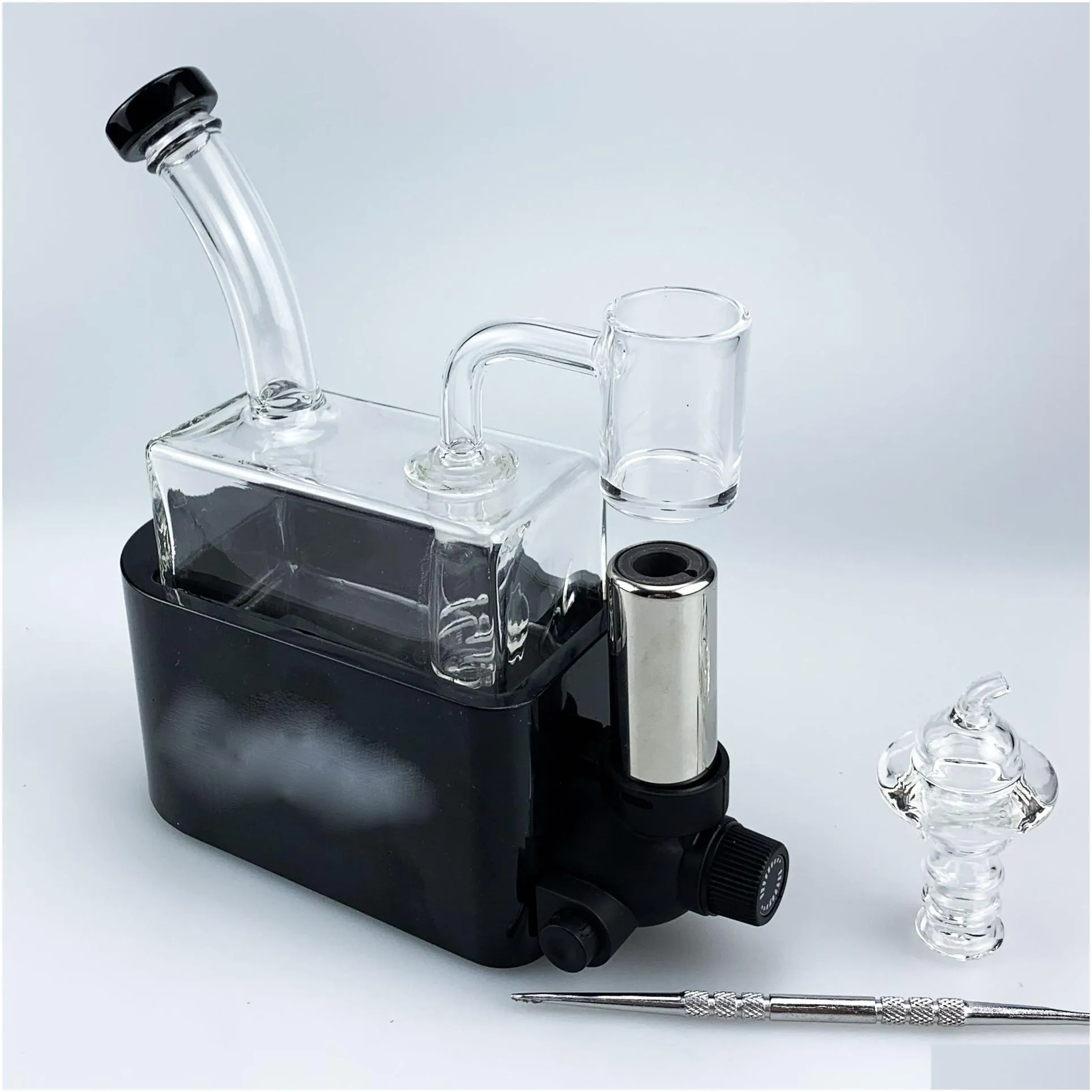 Smoking Pipes Sale Glass Bong Smoking Kit Hookahs Quadrate Water Pipe Dab Rig In Ine With Quartz Banger Carb Cap Accessories Set For W Dhkmv