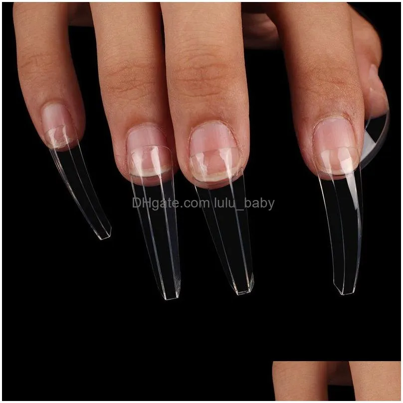 500pcs  hook shape nail tips professional art half cover 10 sizes press on s fake coffin curved arch manicure 220716