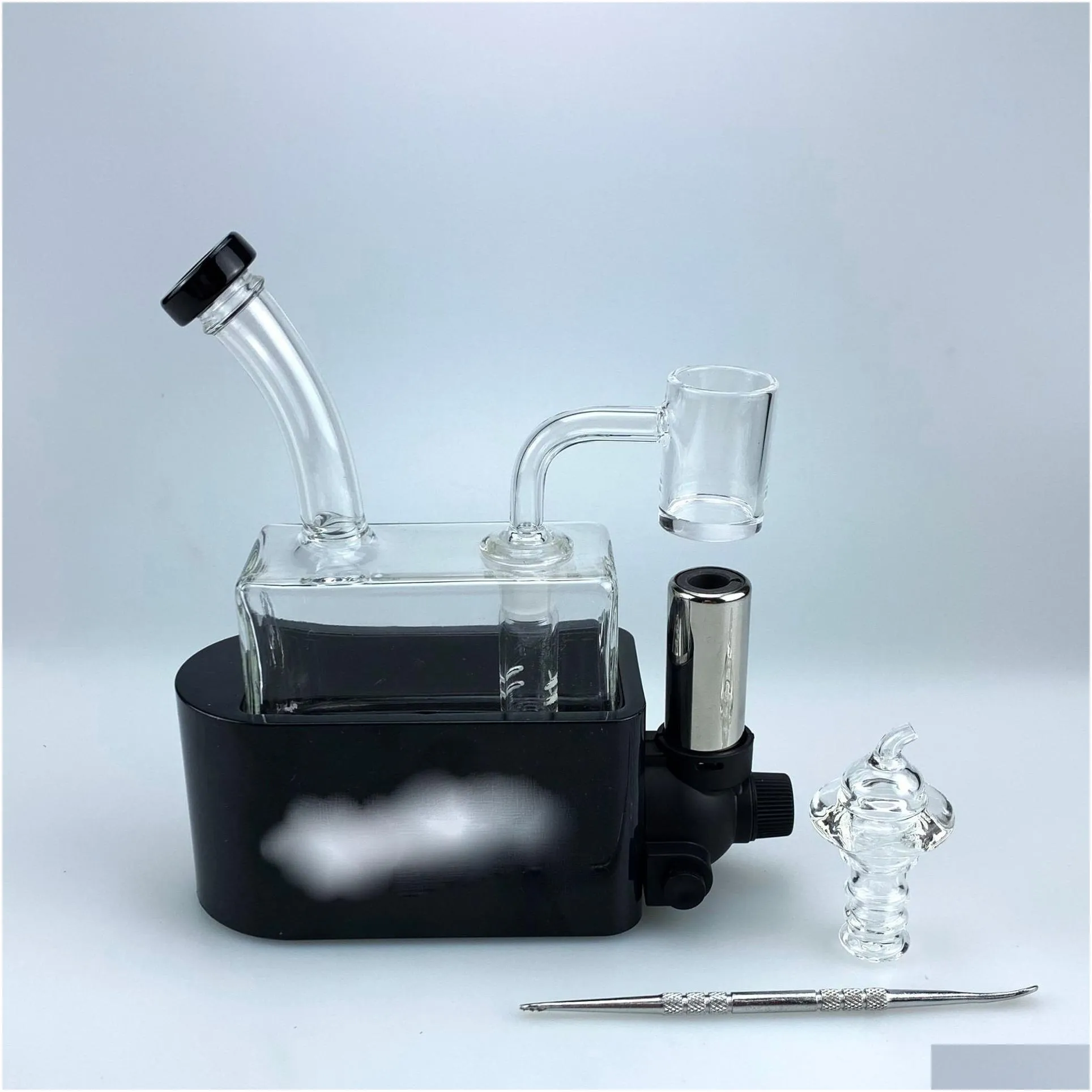 Smoking Pipes Sale Glass Bong Smoking Kit Hookahs Quadrate Water Pipe Dab Rig In Ine With Quartz Banger Carb Cap Accessories Set For W Dhkmv