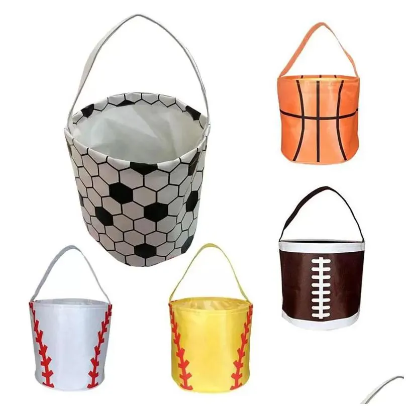 Other Festive & Party Supplies New Basketball Easter Basket Sport Canvas Totes Football Baseball Soccer Softball Buckets Storage Bag K Dhrje