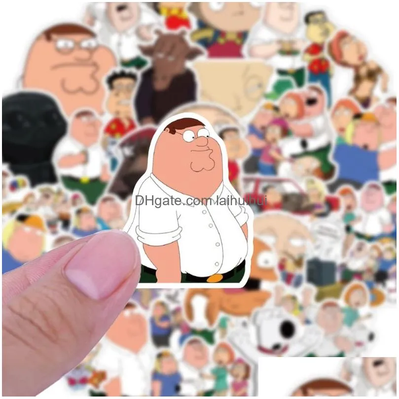 100pcs/lot funny family tv series comedy cartoon peter griffin stickers graffiti stickers for diy luggage laptop skateboard