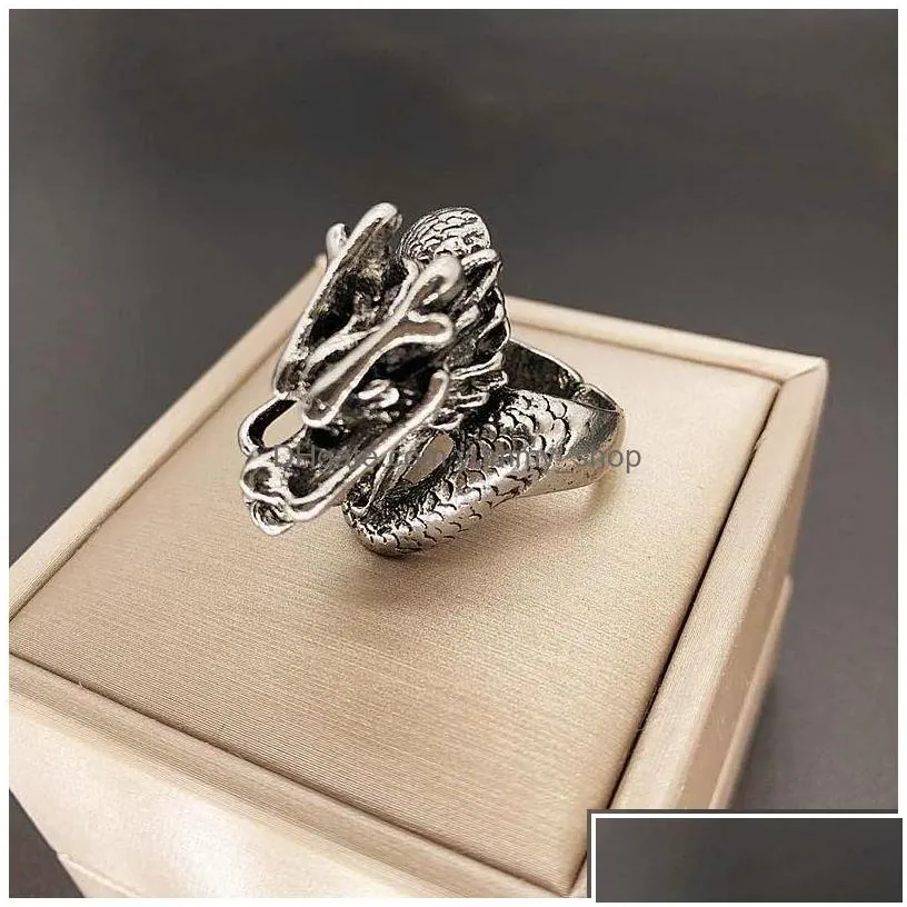band rings 20pcs/lot vintage punk antique sier color metal band skl snake rings for men women mix style party gifts adjustable openi