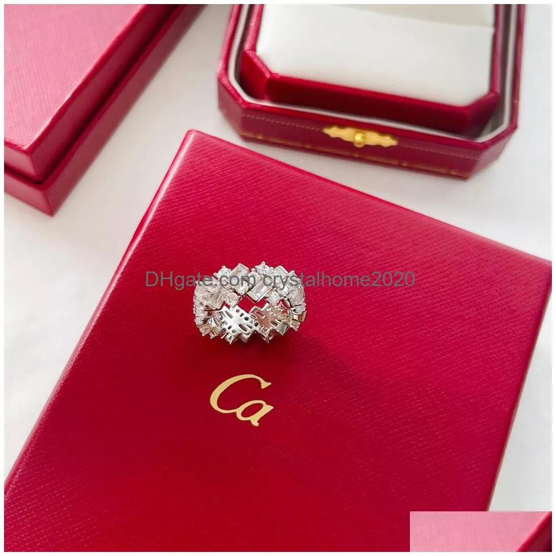 Cluster Rings Ring Designer For Women Alphabet Diamond Design Fashion Casual Christmas Gift Jewelry Temperament Versatile Rings Szie Dhomv