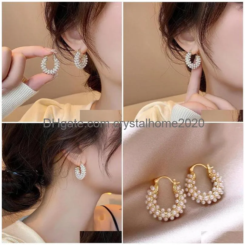 Hoop & Huggie Hoop Earrings U-Shaped Mti Row Pearl Light Niche Design High-End Temperament Autumn And Winter Unique Drop Delivery Jew Dhlqv