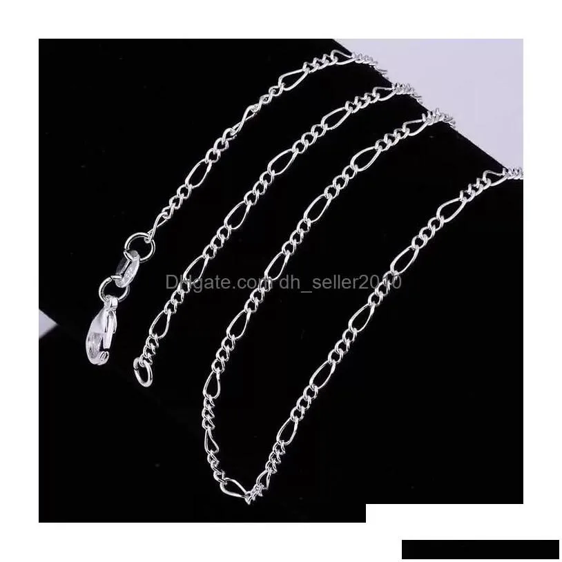 Chains 10Pcs/Lot 2Mm Figaro 925 Sterling Sier Jewelry For Diy Necklace Chain With Lobster Clasps Size 16 18 20 22 24 26 28 30 Inch D