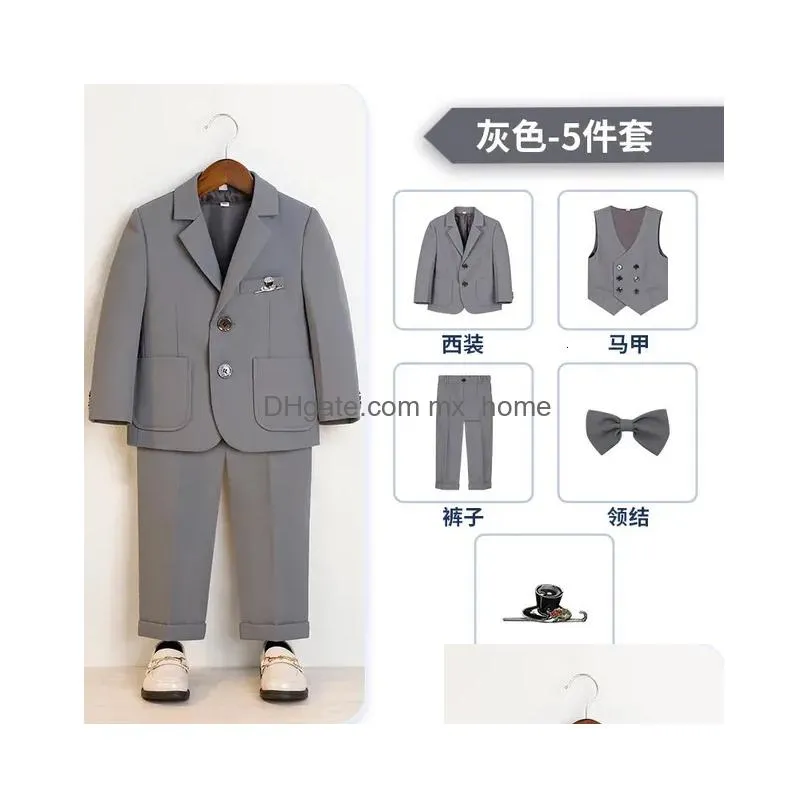 clothing sets fashion boys suits clothes solid baptism sets suits flower wedding childres suits clothing 3pcs 3-12y conjunto 231108