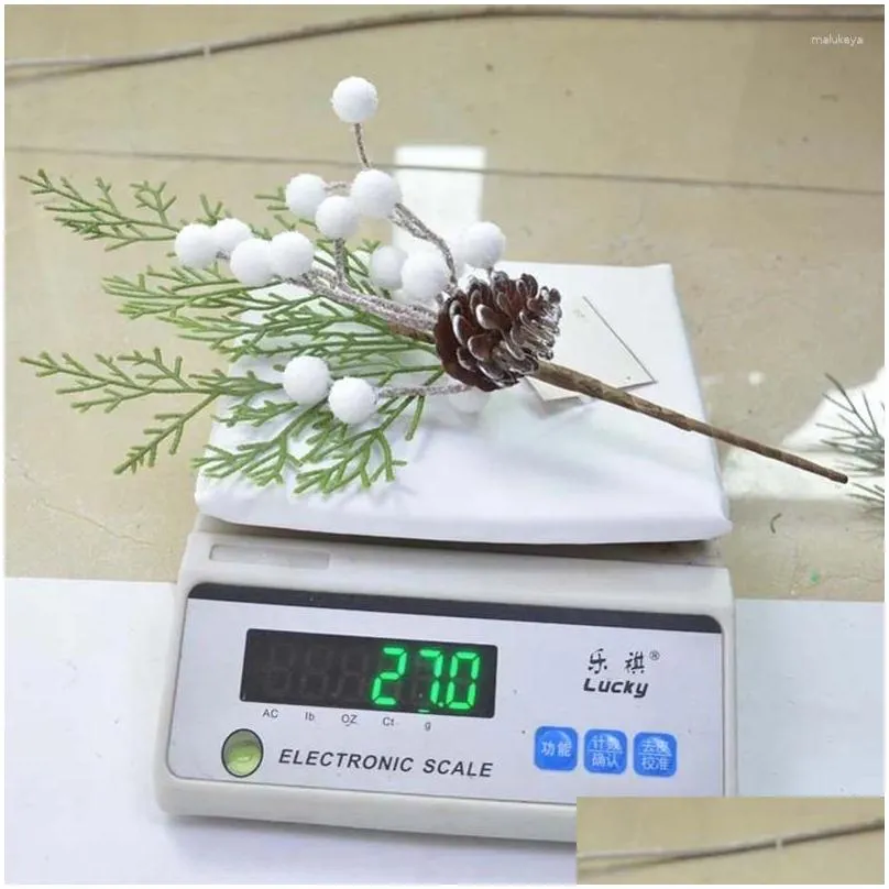 decorative flowers artificial plants simulation christmas red fruits snowflakes pine needles used for living and home accessories