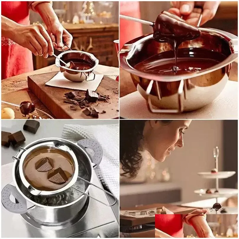 Baking & Pastry Tools Stainless Steel Chocolate Melting Pot Double Boiler Milk Bowl Butter Candy Warmer Pastry Baking Tools Wholesale Dhreo