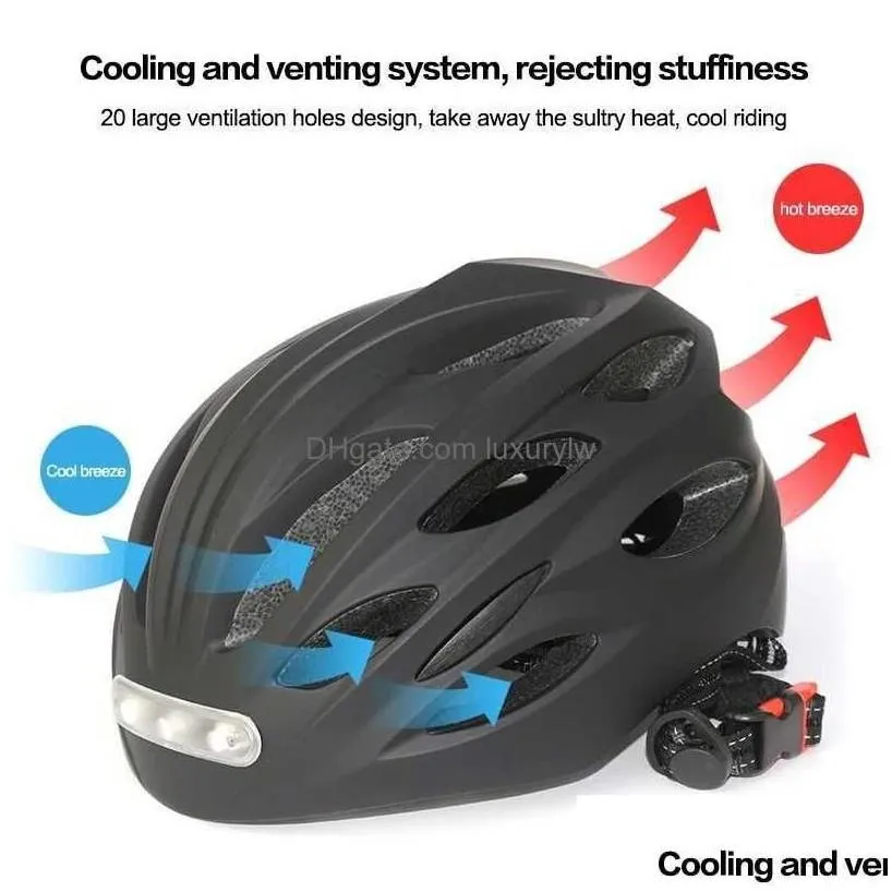 cycling helmets intelligent bicycle helmet for man women kids bike rechargeable usb led light mtb electric scooter drop delivery dhrus