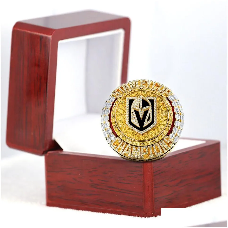 With Side Stones 2022 2023 Golden Knights  Cup Team Champions Championship Ring With Wooden Display Box Souvenir Men Fan Gift Dhqqs