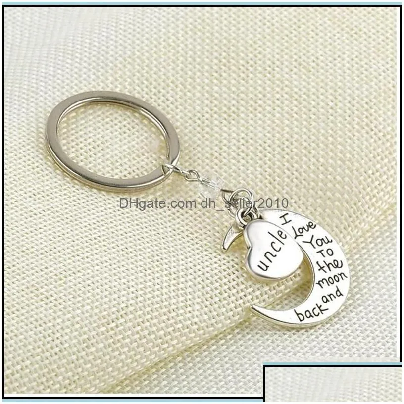 Key Rings Fashion Lettering Key Rings Mom Dad Son Daugther Family Heart Moon Alloy I Love You Sier Keychain Jewelry Gift C3 Drop Deli