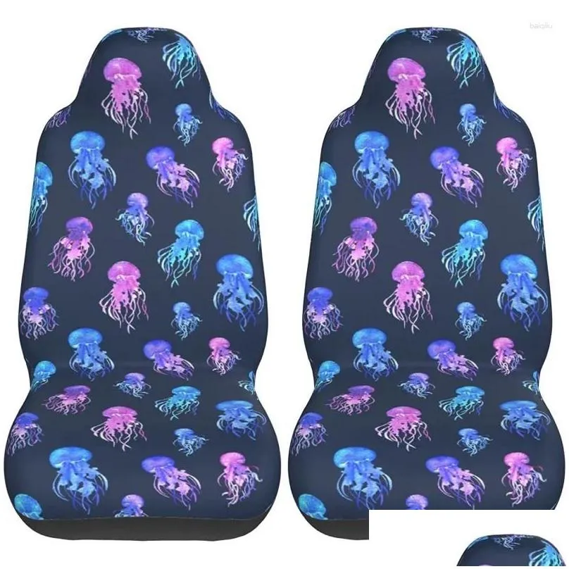 car seat covers cover blue pink jellyfishes s vehicle front universal fit protector 2 pcs