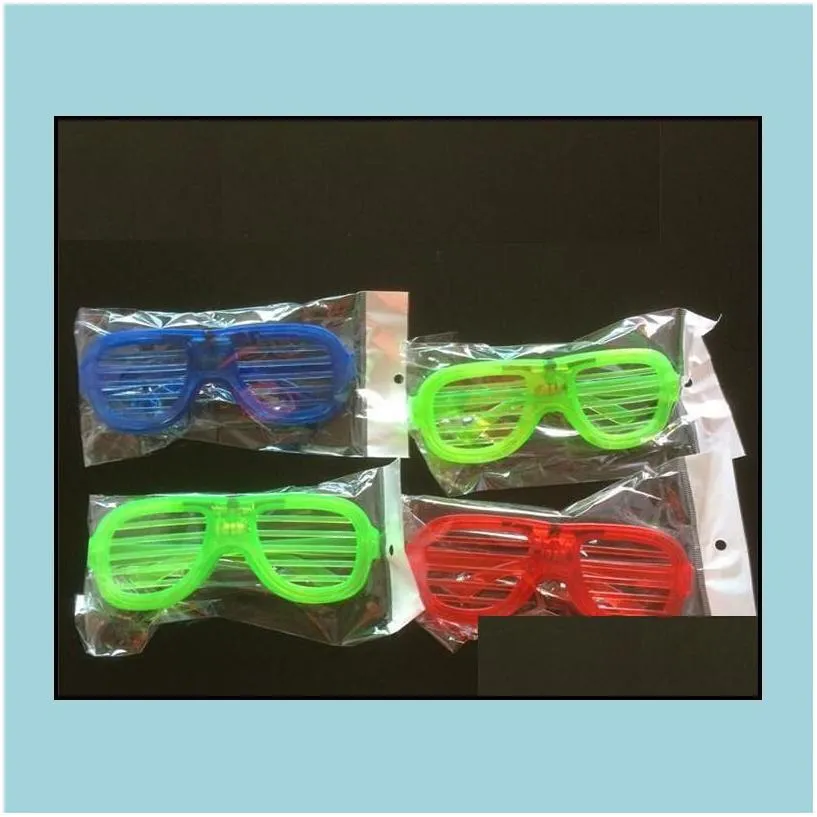 Other Festive & Party Supplies Other Festive Party Supplies Fashion Led Light Glasses Flashing Shutters Shape Flash Sunglasses Dances Dhwdx