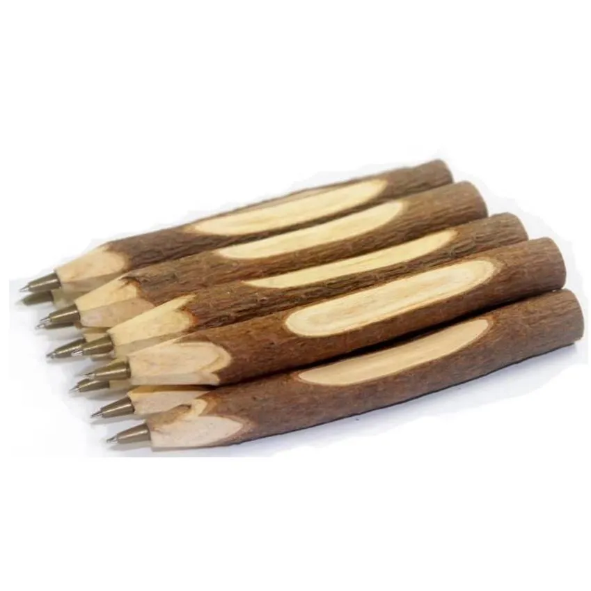 Ballpoint Pens Wholesale Creative Ecological Wood Ballpoint Pen Pencil Handmade Wooden Branch Write Pens School Supplies Stationery Gi Dhwnk