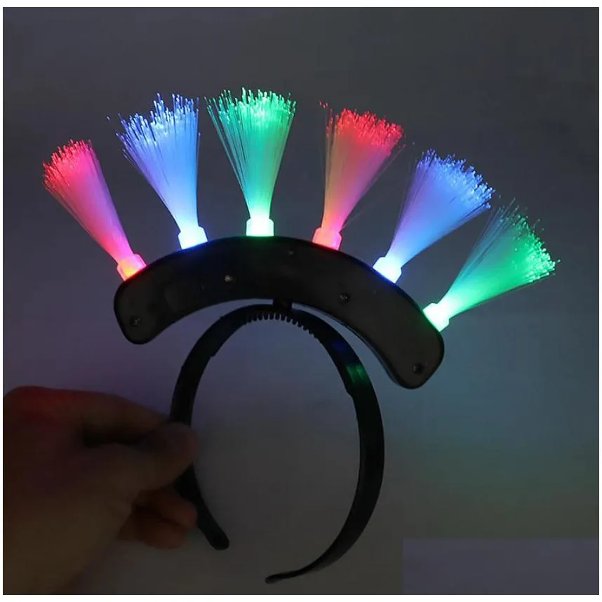 Other Event & Party Supplies Light Up Flashing Fiber Optic Headbands Led Head Boppers Birthday Rave Party Atmosphere Glowing Supplies Dhfk1
