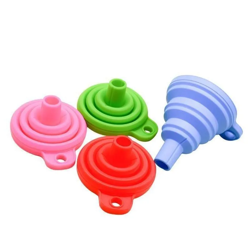 Kitchen Sile Foldable Funnel Mini Collapsible Style Folding Portable Funnels Be Hung Kitchen Tool sqcqgXl dhseller2010