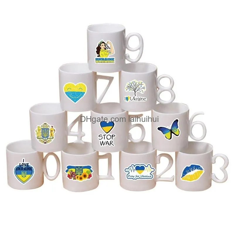 50pcs/lot ukraine stickers ukraine flag wish peace graffiti stickers for diy luggage laptop skateboard bicycle sticker