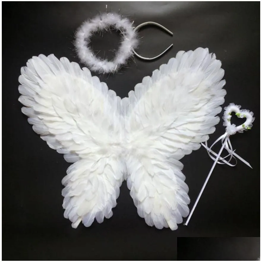 feather butterfly fairy angel wings costume accessories for kids adults black white red pink