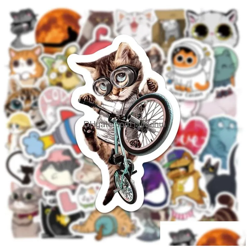 50pcs cute animal cat stickers aesthetic kitty diy phone laptop guitar scrapbooking diary cartoon decal sticker for kid toy