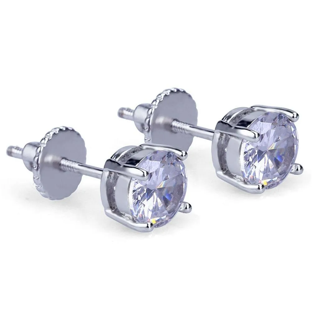 round stud earrings 0.4 0.6 0.8cm for men and women diamond earrings studs rock rapper jewelry