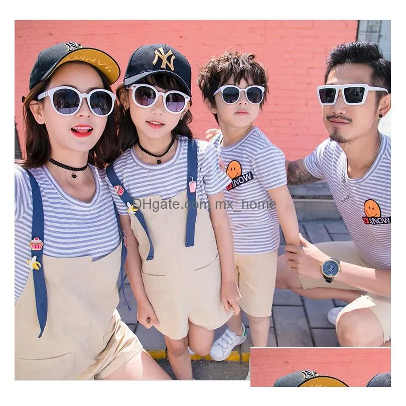 stripes 2019 arrival family matching outfits summer t shirts comfortable blue red