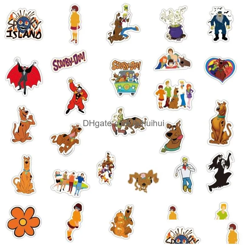 50pcs/lot scooby-doo stickers gifts scoob party supplies toys merch vinyl sticker for kids teens luggage skateboard graffiti cool animals monsters