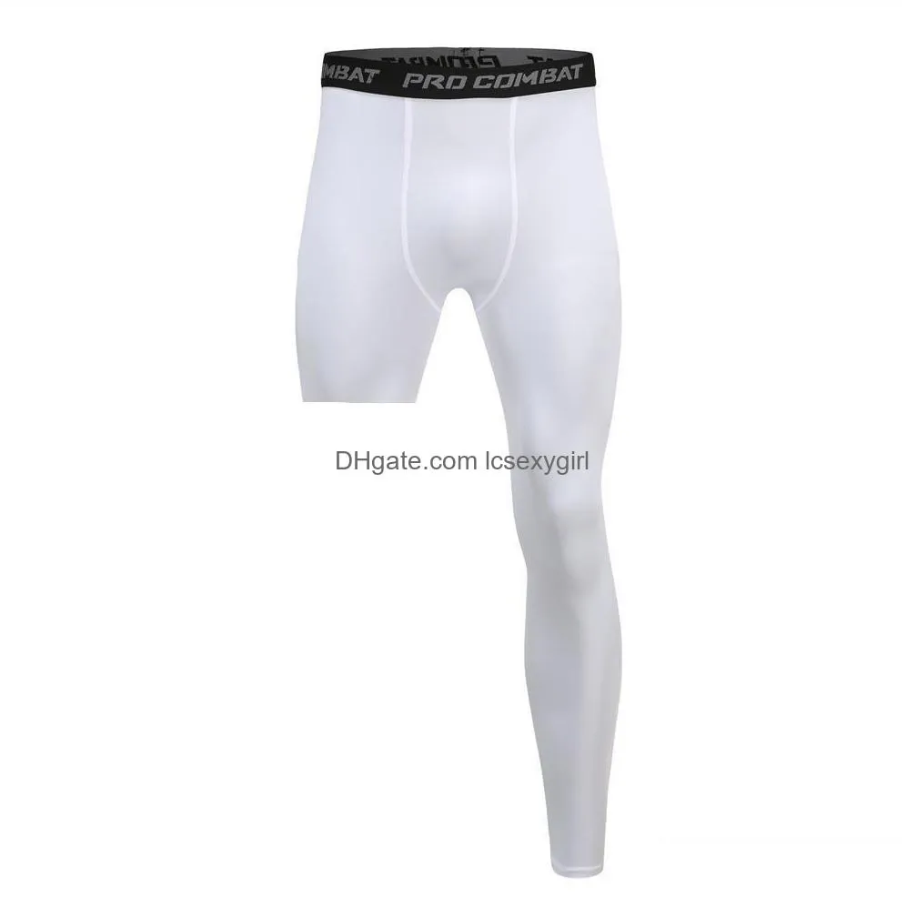 Men`S Pants Mens Pants Men Base Layer Exercise Trousers Compression Running Tight Sport Cropped One Leg Leggings Basketball Football Dhzph