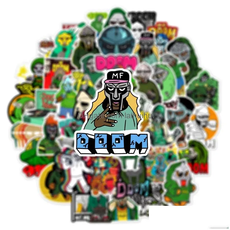 50pcs hip hop rapper mf doom stickers singer graffiti diy skateboard phone luggage laptop guitar toys decals for fan kids