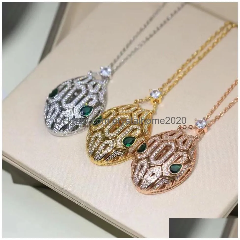 Earrings & Necklace Top High Quality Jewelry For Women Snake Pendants Thick Suit Fine Custom Luxurious Earrings Classic Elements Of S Dhjze