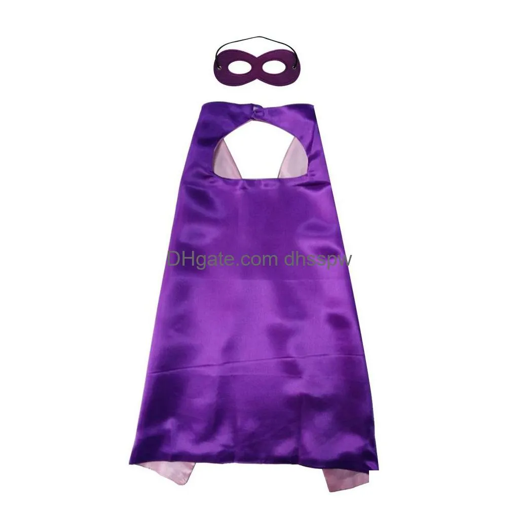 Theme Costume 27Inch Double Side Plain Halloween Christmas Costumes Superhero Cosplay Cape With Mask Set Party Favor Kids Child 6 Soli Dhzmf