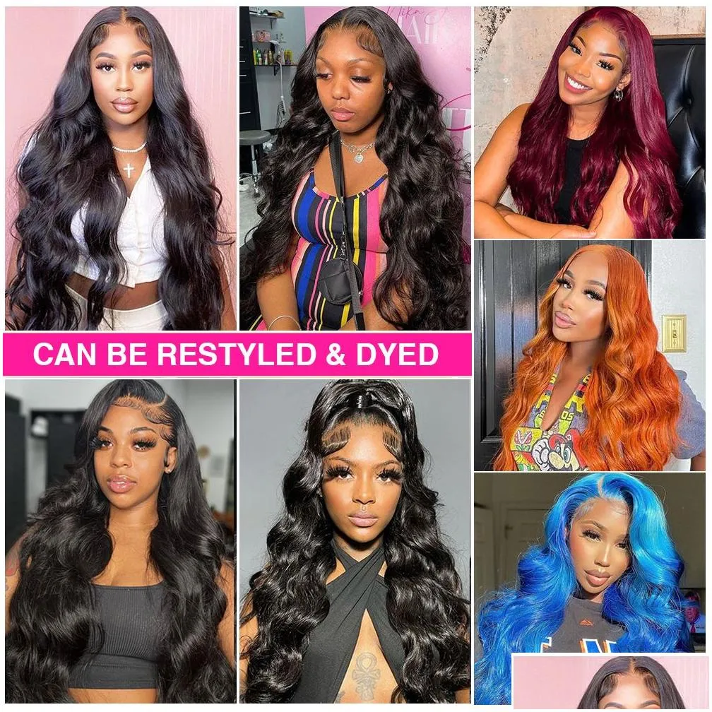 hd transparent 13x4 13x6 body wave lace front human hair wigs for women 360 lace frontal wig pre plucked 4x4 closure wig mstoxic
