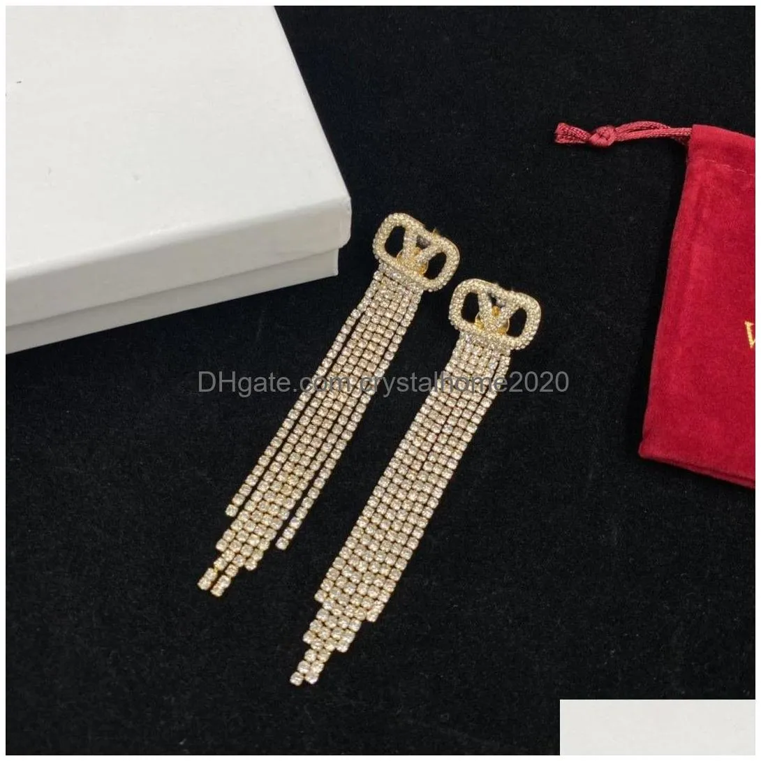 Stud 2023 Earrings Designer Womens Gold Double V-Shaped Jewelry Classic Wedding Gift For Newlyweds Drop Delivery Jewelry Earrings Dhrdx