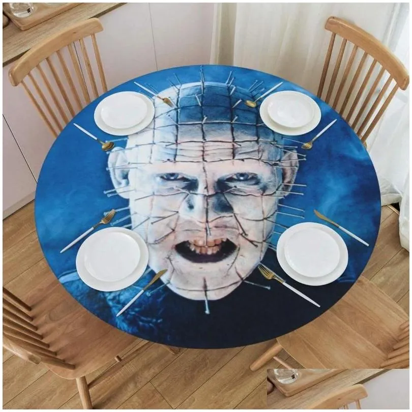 Table Cloth Round Fitted Hellraiser Waterproof Tablecloth 45-50 Er Backed With Elastic Edge Drop Delivery Dhaov