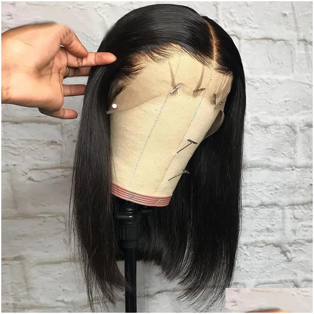 Human Hair Wigs 13X6 Straight Human Hair Lace Front Wigs Black Women Deep Parting With Baby Pre Plucked Brazilian Remy Drop Delivery H Dhshr