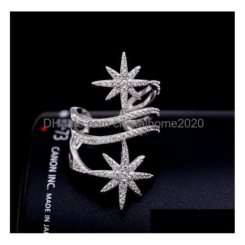 Wedding Rings Choucong Unique Star Diamond Cz Zircon Gemstones Ring White Gold Filled Engagement Wedding Band Rings For Women Bridal Dhmu2