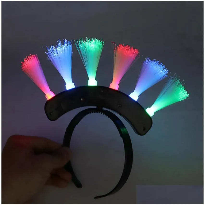 Other Event & Party Supplies Light Up Flashing Fiber Optic Headbands Led Head Boppers Birthday Rave Party Atmosphere Glowing Supplies Dhfk1
