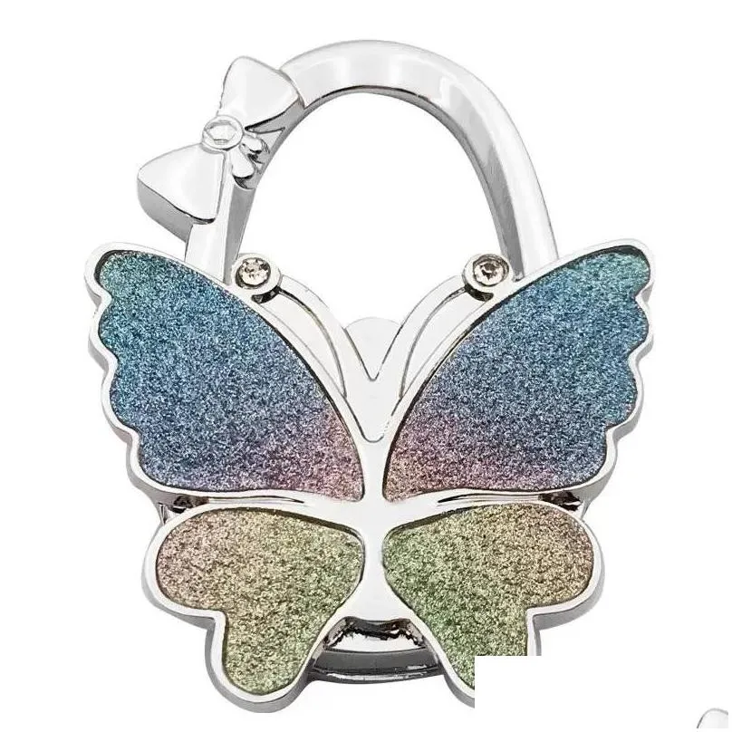 Hooks & Rails Hook Butterfly Handbag Hanger Glossy Matte Foldable Table For Bag Purse New Drop Delivery Home Garden Housekeeping Organ Dhcdu