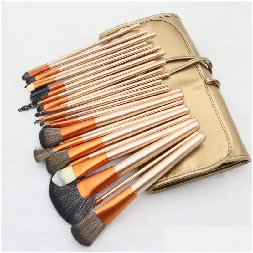 24pcs/set 10 colors professional makeup brushes portable full cosmetic make up brushes tool foundation eyeshadow lip brush with bag