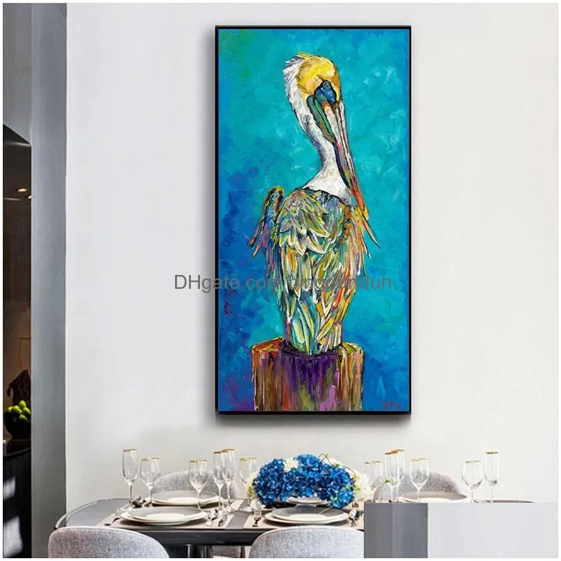 Paintings Modern Art Birds Painting Printed On Canvas Poster Wall Pictures For Living Room Abstract Animal Drop Delivery Home Garden A Dhhhv