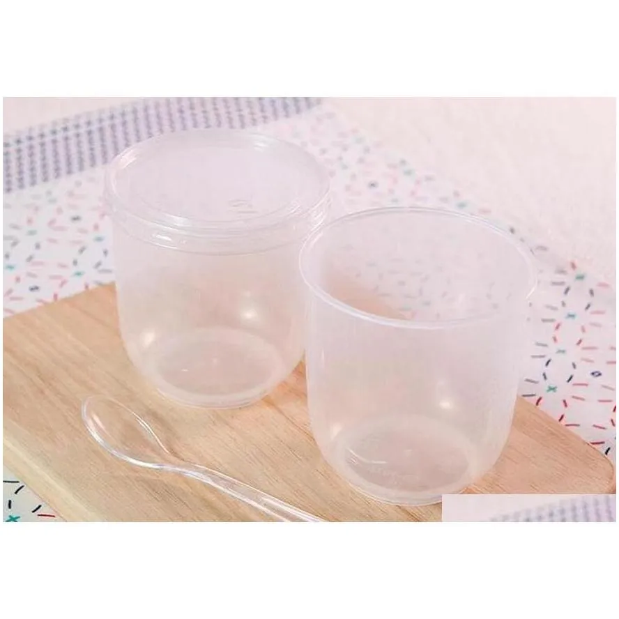 Bowls 200ml Translucence Plastic Dessert Yogurt Cup With Lid Disposable Pudding Cup Bakery Takeaw sqcjiy dhseller2010