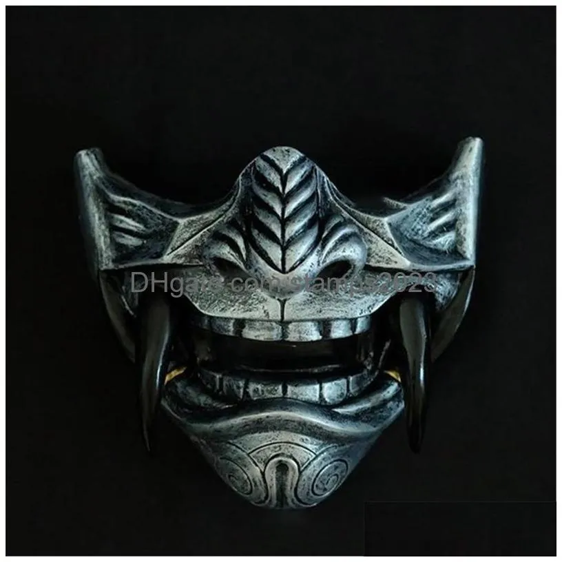 Party Masks Airsoft Protective Fashion Half Face Prajna Hannya Japanese Samurai Oni Demon For Halloween Cosplay 230225 Drop Delivery Dhxd6
